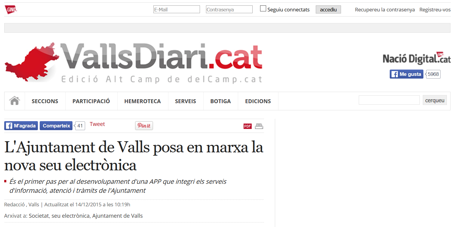 Nació Digital ha publicado en diciembre del 2015 la noticia